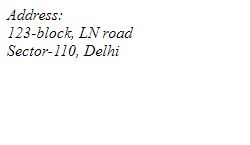 HTML address tag example