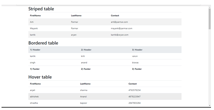 table | Desktop view