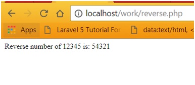 PHP code to reverse number