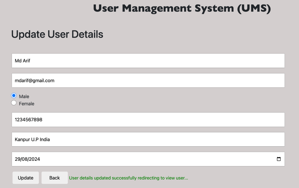 Angular CRUD Using JSON (Output 4)