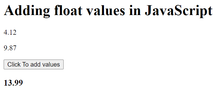 How To Add Float Numbers Using JavaScript 
