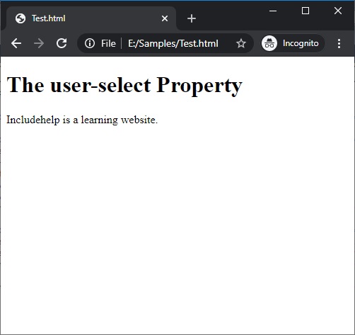 The user select Property In CSS 