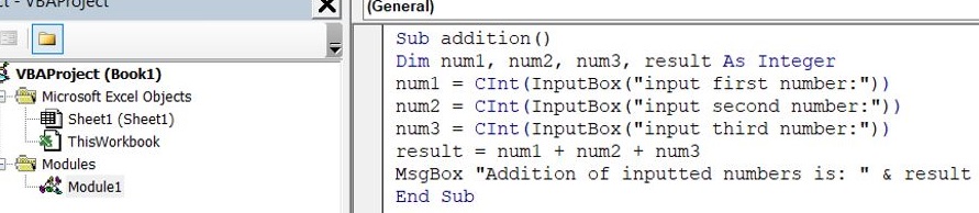 VBA Example 2 Code Window