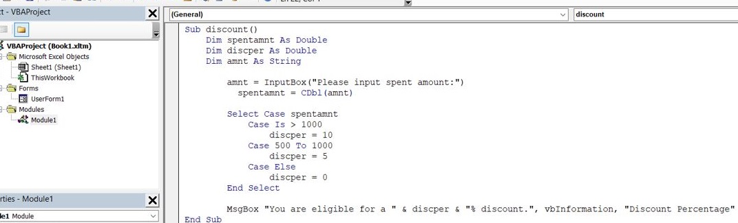 VBA Example 5 Code Window