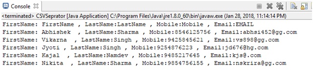 Java Program To Read A CSV File