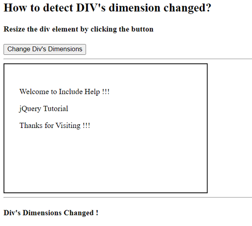 How To Detect DIV s Dimension Changed Using JQuery 