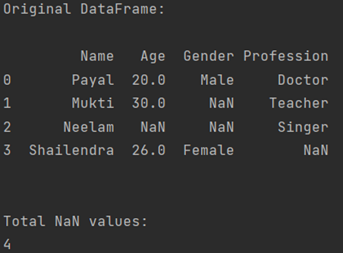 Check For NaN Values In Pandas DataFrame