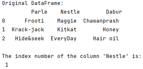 Get Column Index From Column Name In Python Pandas